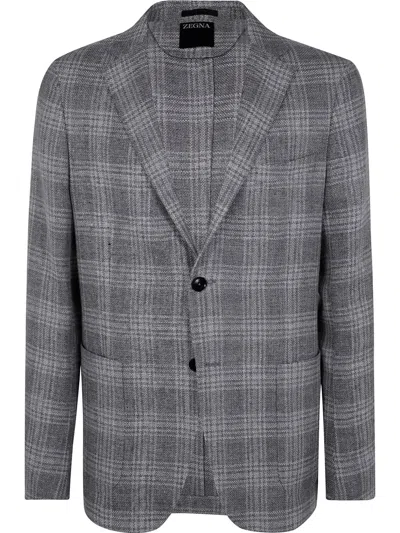 Zegna Wool And Linen Jacket In Gray