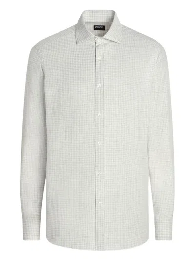 Zegna Check-pattern Point-collar Shirt In Multi