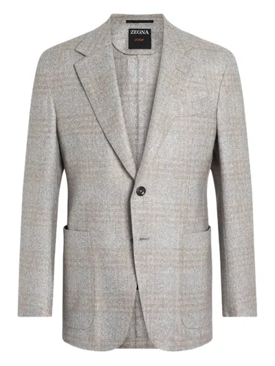 Zegna Checked Blazer In Gray