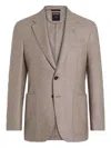 Zegna Checked Button Blazer In Brown