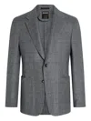Zegna Checked Cashmere Blazer In Black