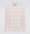 Zegna Checked Cotton Flannel Shirt In White And Light Taupe