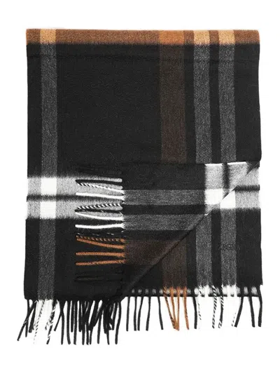 Zegna Checked Fringed Scarf In Black