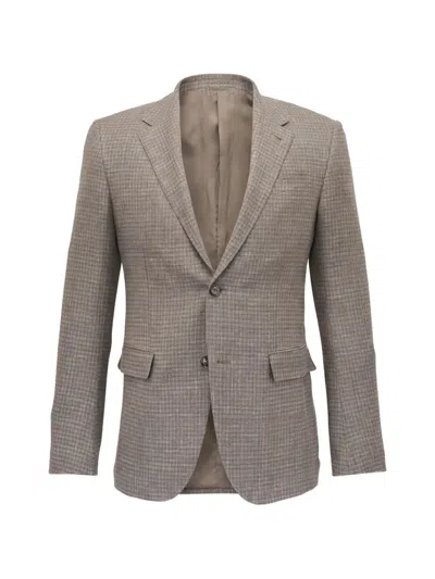 Zegna Checked Notched Jacket In Gray