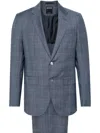 Zegna Checked Single-breasted Suit In Blue