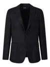 Zegna Straight Wool Jacket In Blue