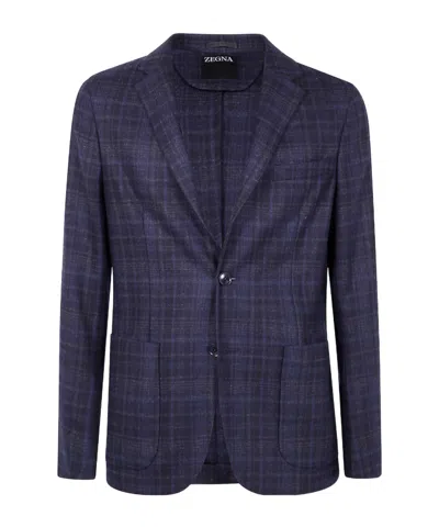 ZEGNA CHECKED WOOL BLAZER