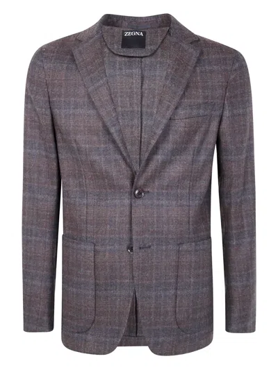 ZEGNA CHECKED WOOL JACKET