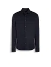 Zegna Cashmere And Silk Shirt In Navy Blue