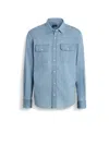 Zegna Light Blue Linen And Virgin Wool Alba Overshirt In Light Blue