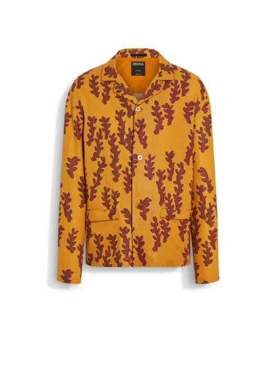 Zegna Chemise En Lin Orange