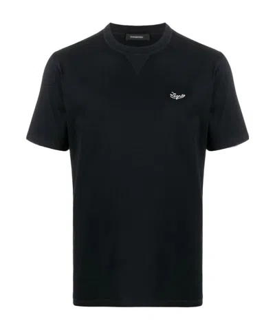 Zegna Chest Embroidered Logo T-shirt In Black