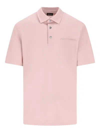 Zegna Chest-pocket Polo Shirt In Pink