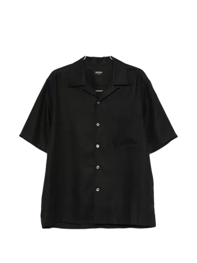 Zegna Chest-pocket Shirt In Black