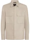 Shop Zegna Chest-pockets Linen Shirt In Neutrals