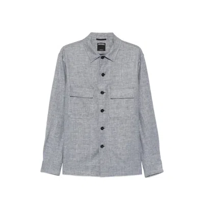 Zegna Chest-pocket Shirt In Gray