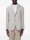 Zegna Chevron-pattern Single-breasted Blazer In Gray