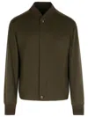 Zegna Chocolate Cashmere Bomber Jacket In Green
