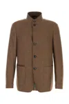 Zegna Wool Blend Blazer Stand Collar In Brown