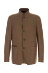 Zegna Wool Blend Blazer Stand Collar In Brown