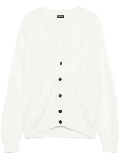 Zegna Chunky-knit Cardigan In White