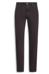Zegna Jean Roccia En Lin Et Coton Extensible Taupe Foncé In Castoro