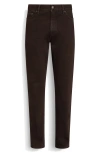 Zegna Jean Roccia En Lin Et Coton Extensible Taupe Foncé In Dark Brown
