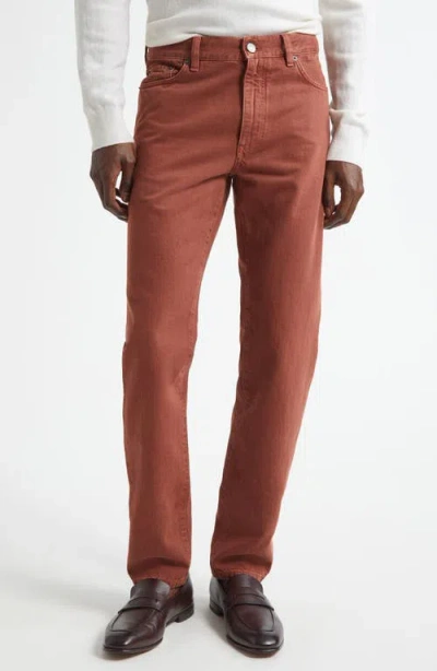 Zegna City Fit Nonstretch Denim Jeans In Dk Red Sld
