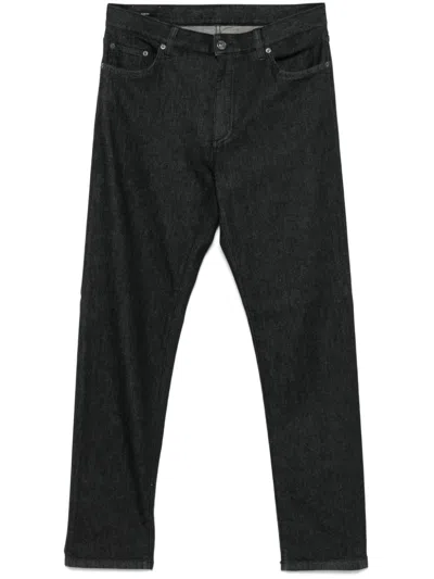 Zegna Gray Webbing Jeans In Black
