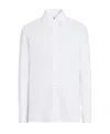 Zegna Micro Striped Trecapi Tailored Fit Long Sleeve Shirt In White