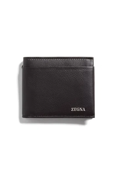 Zegna Classic Leather Wallet For Men In Brown