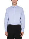 Zegna Button-down Collar Shirt With Long Sleeves In Blue