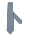 Zegna Geometric Floral Pattern Jacquard Tie In Light Blue