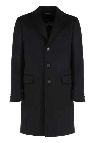 Zegna Coat In Wool Blend In Animal Print