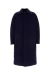 Zegna Wool Coat With Collared Design And Front Pockets In Blue
