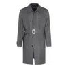 Zegna Houndstooth Pattern Coat Belted Waist In Multi