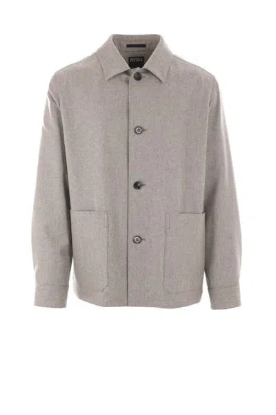 Zegna Coats In Medium Gray