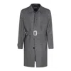 Zegna Houndstooth Pattern Coat Belted Waist In Multi