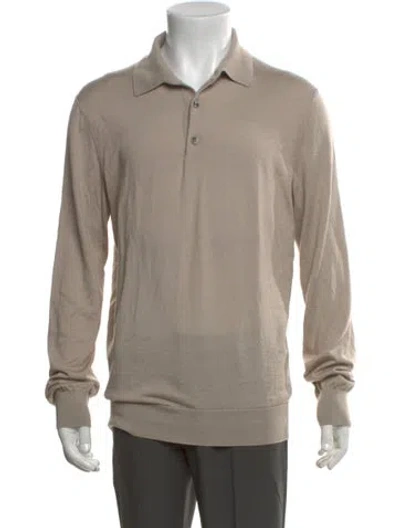 Pre-owned Zegna Collar Long Sleeve Polo Shirt In Neutral