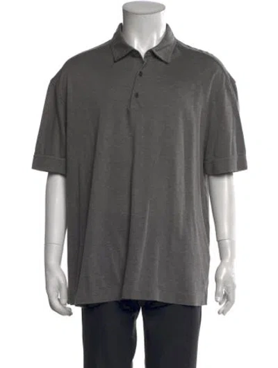 Pre-owned Zegna Collar Short Sleeve Polo Shirt In Gray