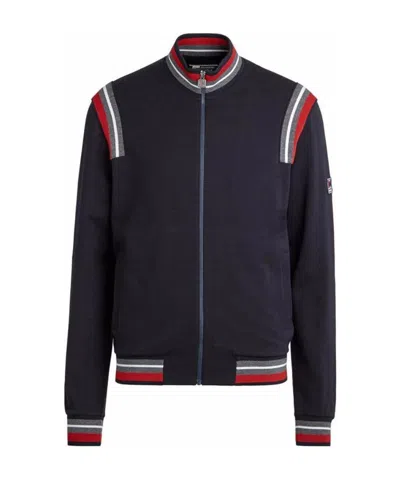 Zegna Collision Striped Zipper Sports Jacket In Black