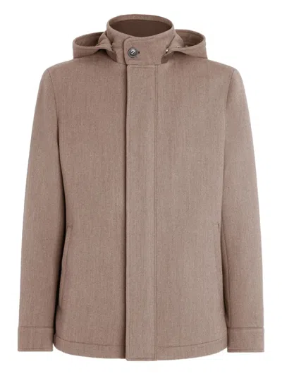 Zegna Concealed-fastening Hooded Jacket In Multi