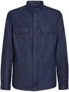 Zegna Concealed-fastening Jacket In Blue