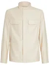 Zegna Concealed-fastening Jacket In Neutrals