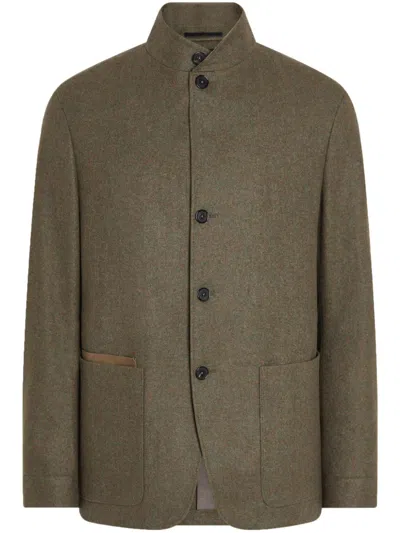 Zegna Oasi Cashmere Il Conte Chore Jacket In Green