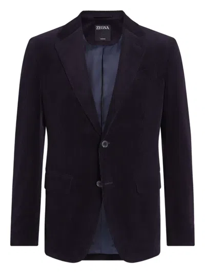 Zegna Corduroy Single-breasted Blazer In Neutral