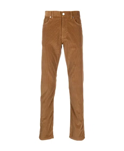 Zegna Corduroy Straight-leg Trousers In Brown