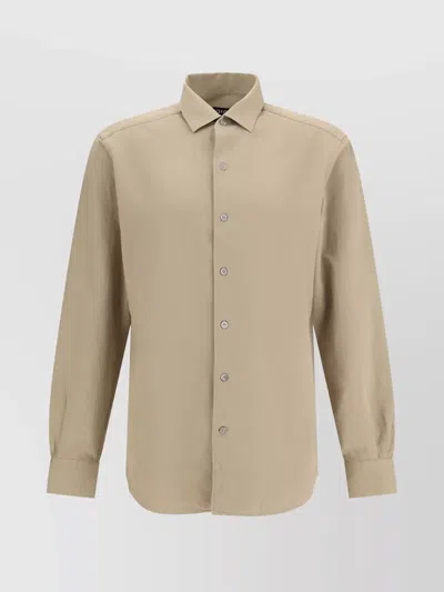 ZEGNA COTTON AND LINEN BLEND SHIRT