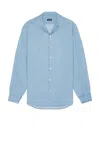 Zegna Bleached Button Front Shirt In Blue