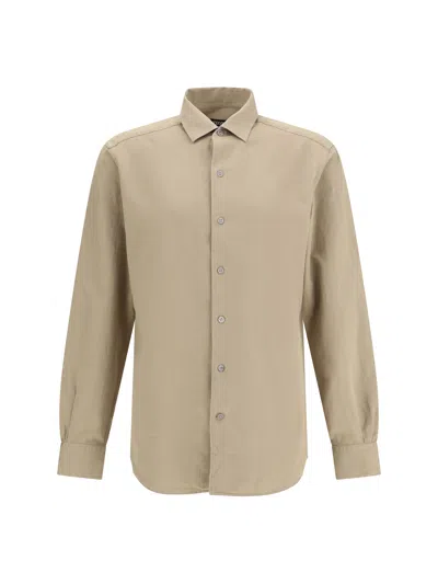 ZEGNA COTTON AND LINEN SHIRT
